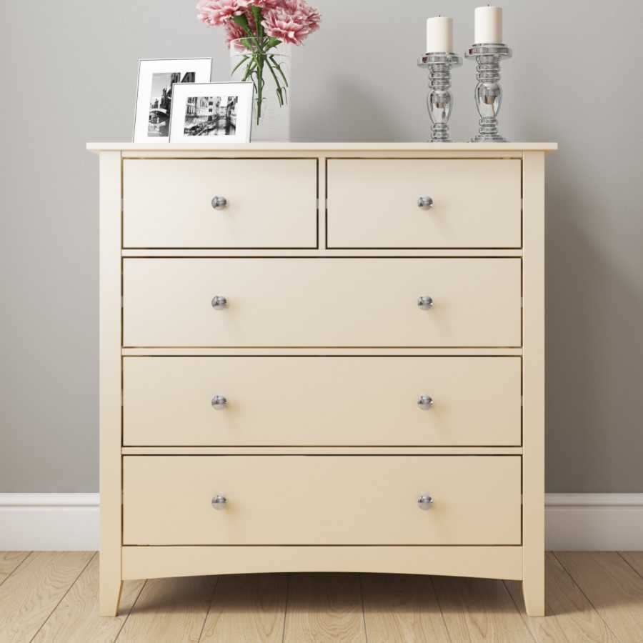 GRADE A1 - Emery 2+3 Chest of Drawers in Cream/Ivory