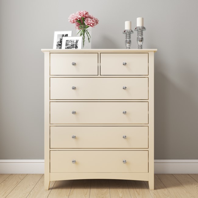 GRADE A1 - Emery 2+4 Chest of Drawers in Cream/Ivory