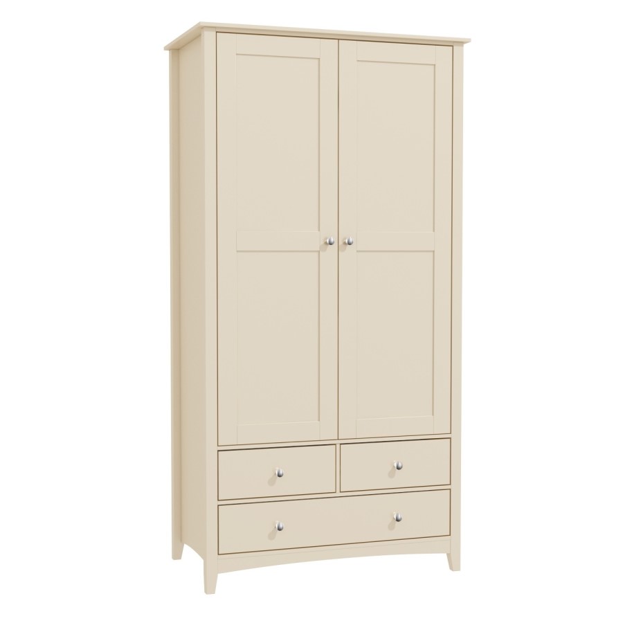 GRADE A2 - Cream Wardrobe with 2 Doors & 3 Drawers - Combi