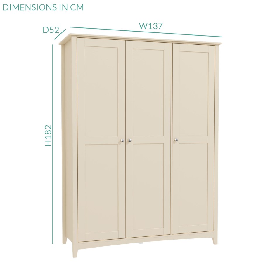 Farley 3 Door Wardrobe in Ivory/Cream