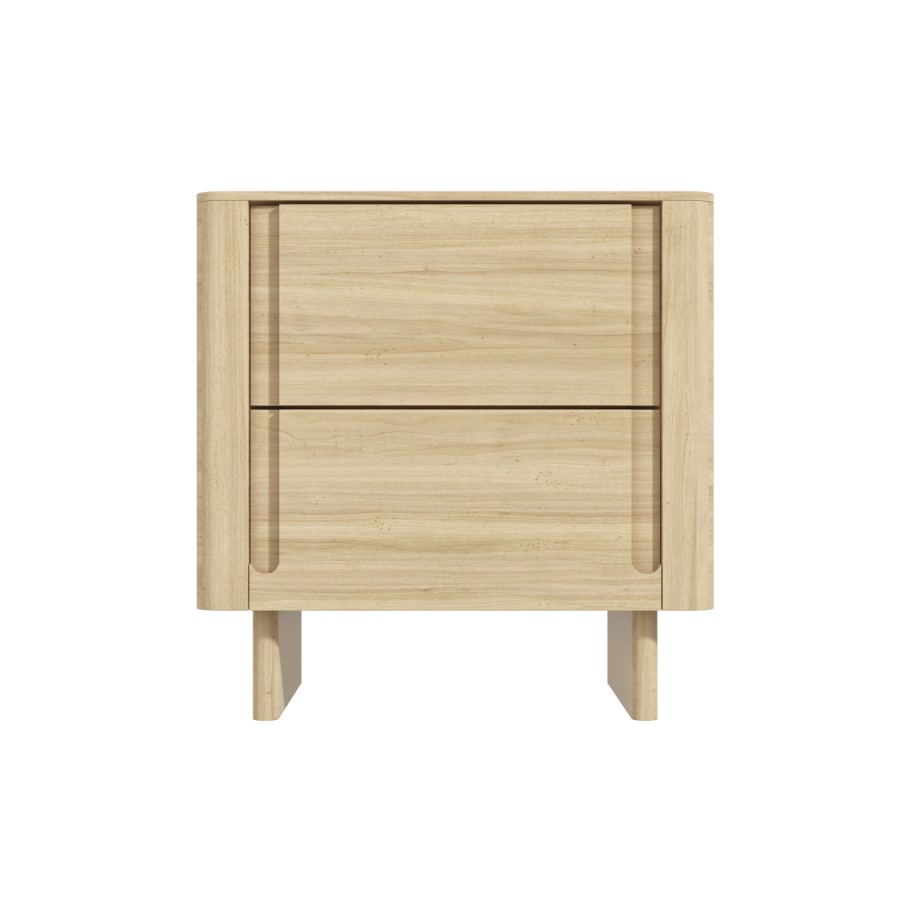 GRADE A2 - Light Wood Mid Century 2 Drawer Bedside Table  - Emile Sustainable Furniture