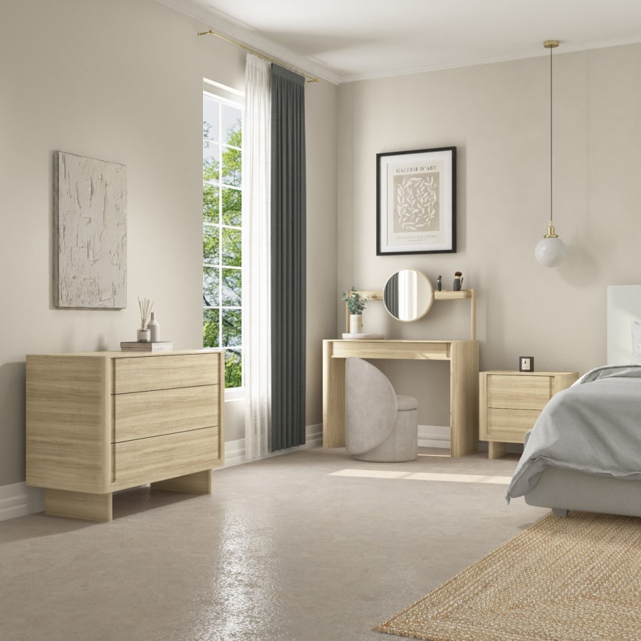 GRADE A2 - Light Wood Mid Century 2 Drawer Bedside Table  - Emile Sustainable Furniture