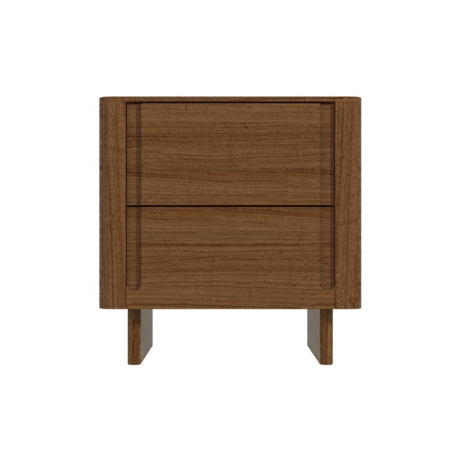 ONLY OPENED - Dark Wood Mid Century 2 Drawer Bedside Table - Emile Sustainable Furniture