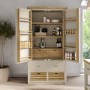 ONLY OPENED - Beige Double Freestanding Kitchen Larder with Oak Crate Drawers - Emilia