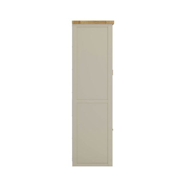 Beige Double Freestanding Kitchen Larder Pantry Cupboard with Oak Crate Drawers - Emilia