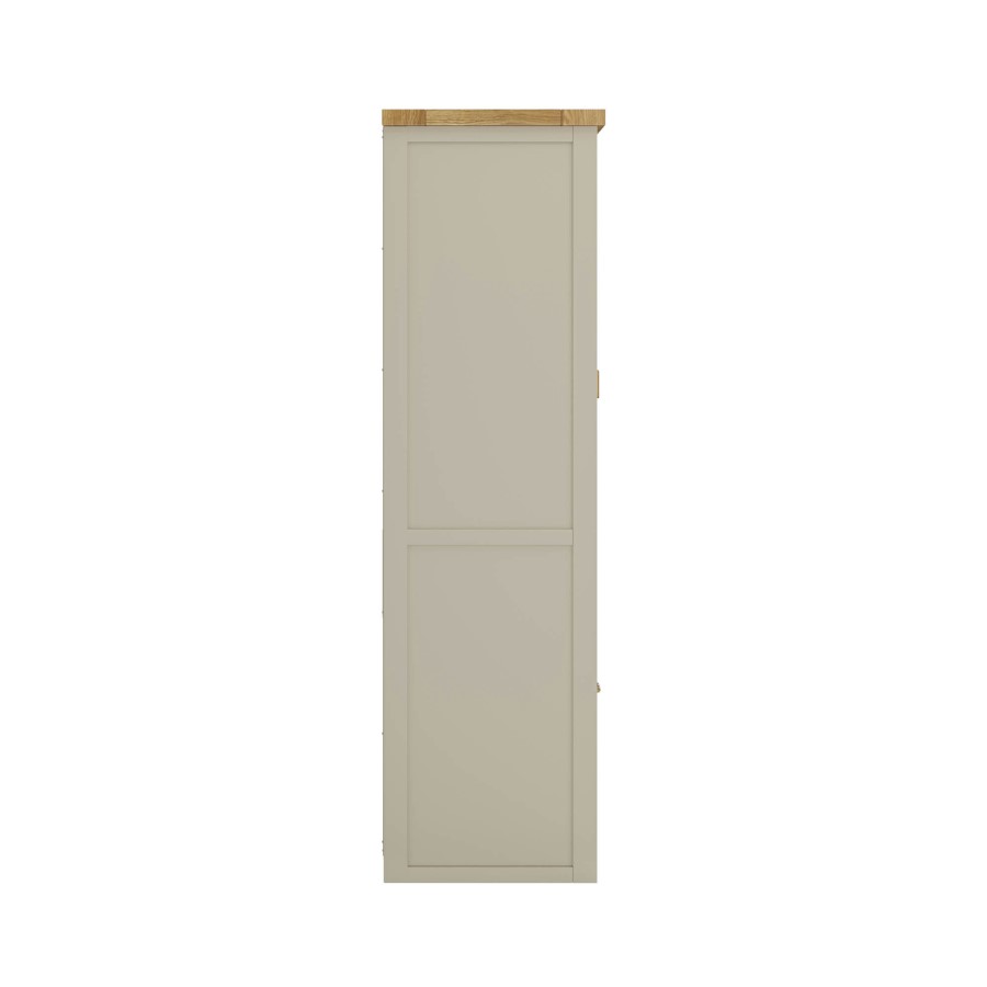 ONLY OPENED - Beige Double Freestanding Kitchen Larder with Oak Crate Drawers - Emilia