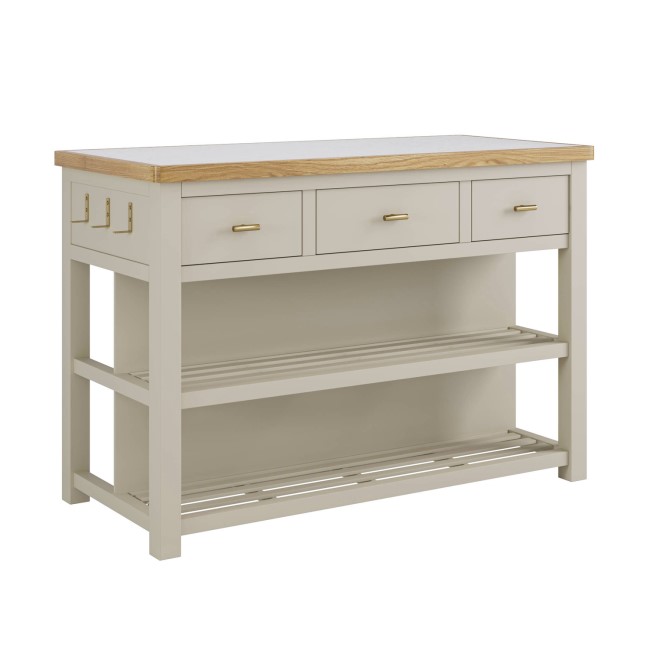 Beige Freestanding Kitchen Island with Storage & Stone Top - 140cm - Emilia