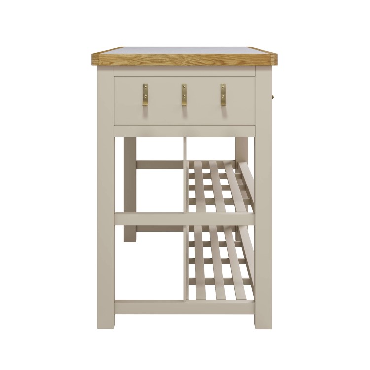 Beige Freestanding Kitchen Island with Storage & Stone Top - 140cm - Emilia