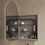 Single Door Chrome Bathroom Mirror Cabinet with Lights, Demister & Shaver Socket 500 x 800mm - Empire