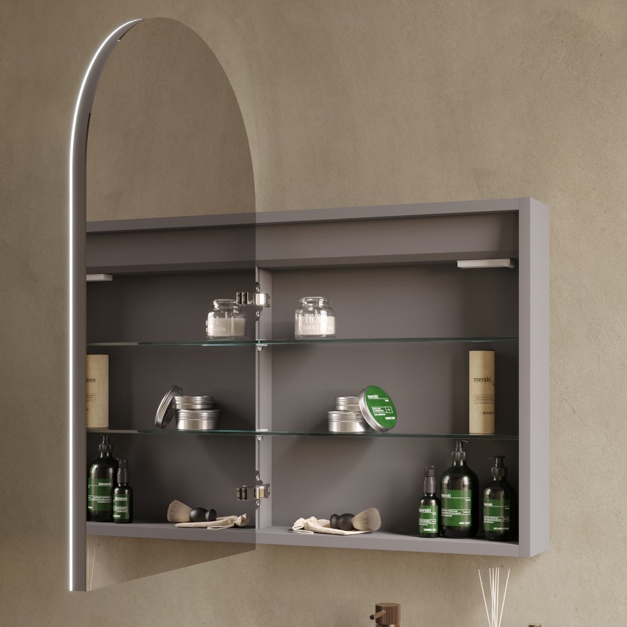 Single Door Chrome Bathroom Mirror Cabinet with Lights Demister & Shaver Socket 500 x 800mm - Empire