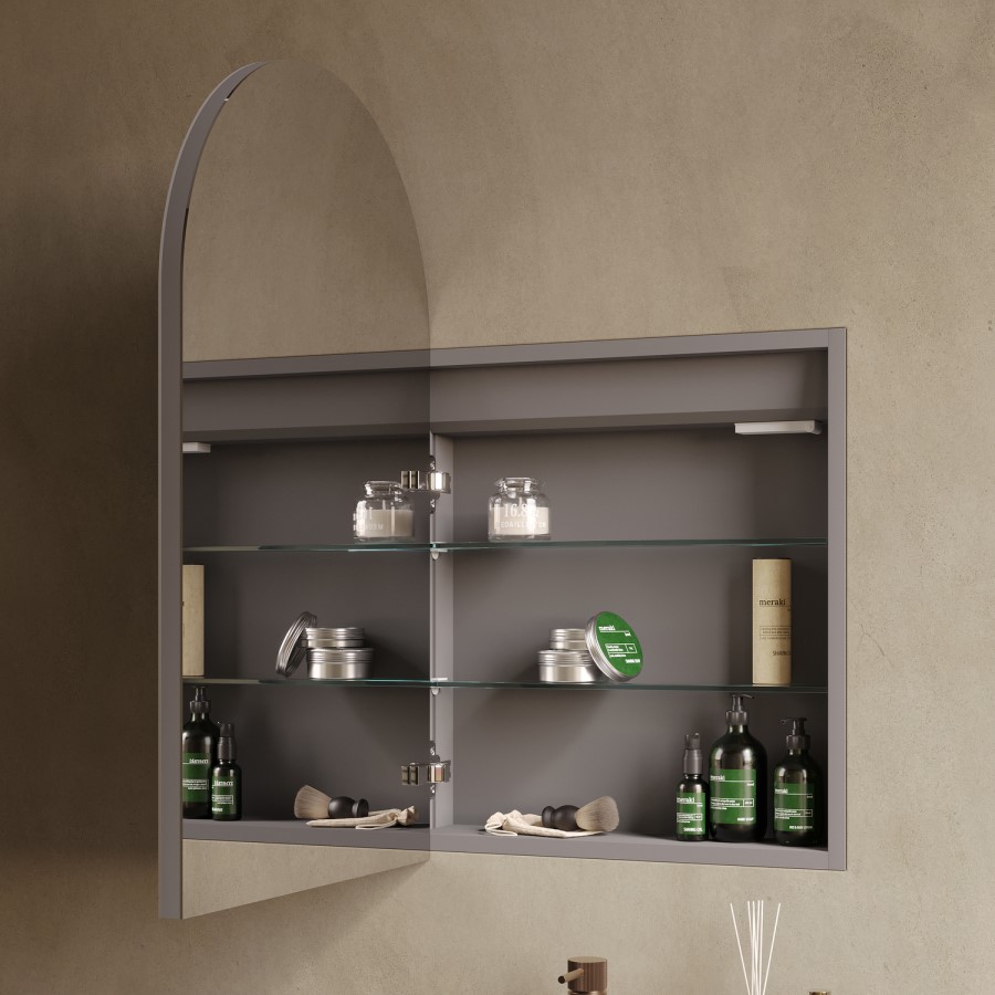 Single Door Chrome Bathroom Mirror Cabinet with Lights Demister & Shaver Socket 500 x 800mm - Empire