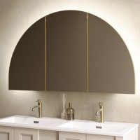 Triple Door Brass Bathroom Mirror Cabinet with Lights, Demister & Shaver Socket 1200 x 690mm - Empire