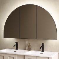 Triple Door Black Bathroom Mirror Cabinet with Lights, Demister & Shaver Socket 1200 x 690mm - Empire