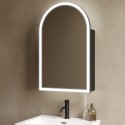 EMPIRECMB500 Single Door Black Bathroom Mirror Cabinet with Lights, Demister & Shaver Socket 500 x 800mm - Empire