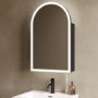 Single Door Black Bathroom Mirror Cabinet with Lights, Demister & Shaver Socket 500 x 800mm - Empire
