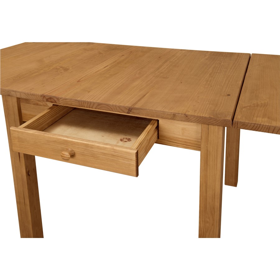 GRADE A1 - Emerson Large Wooden Drop Leaf Extendable 6 Seater Dining Table - Solid PIne
