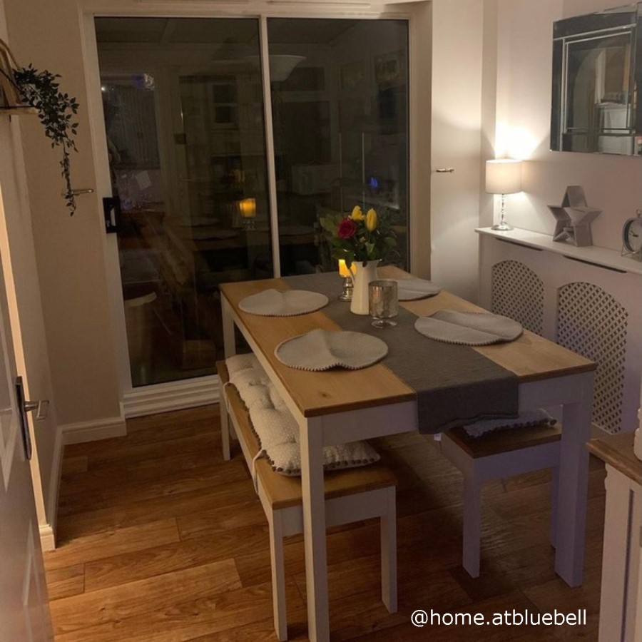 Grey & Solid Pine Dining Table - Seats 6 - Emerson
