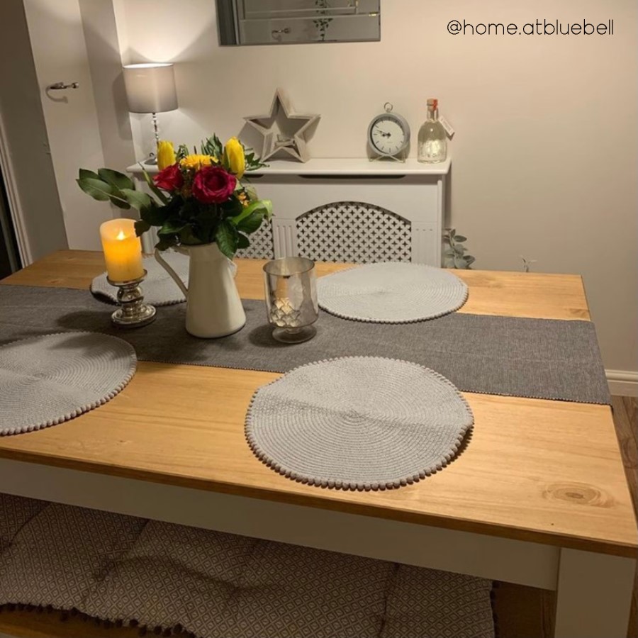 Grey & Solid Pine Dining Table - Seats 6 - Emerson