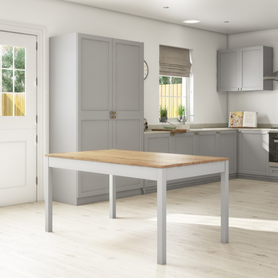 Grey & Solid Pine Dining Table - Seats 6 - Emerson