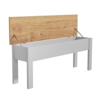 GRADE A2 - Grey and Pine Dining Bench with Storage - Seats 2 - Emerson