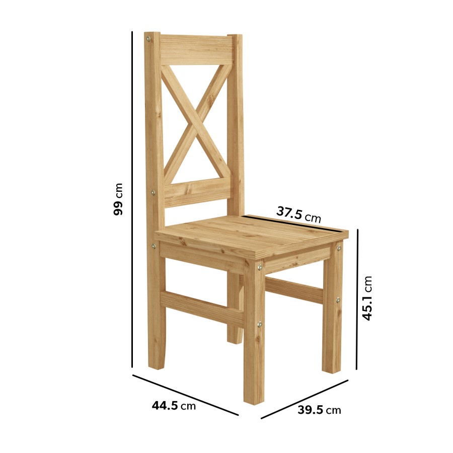 GRADE A1 - Set of 2 Solid Pine Cross Back Dining Chairs - Emerson
