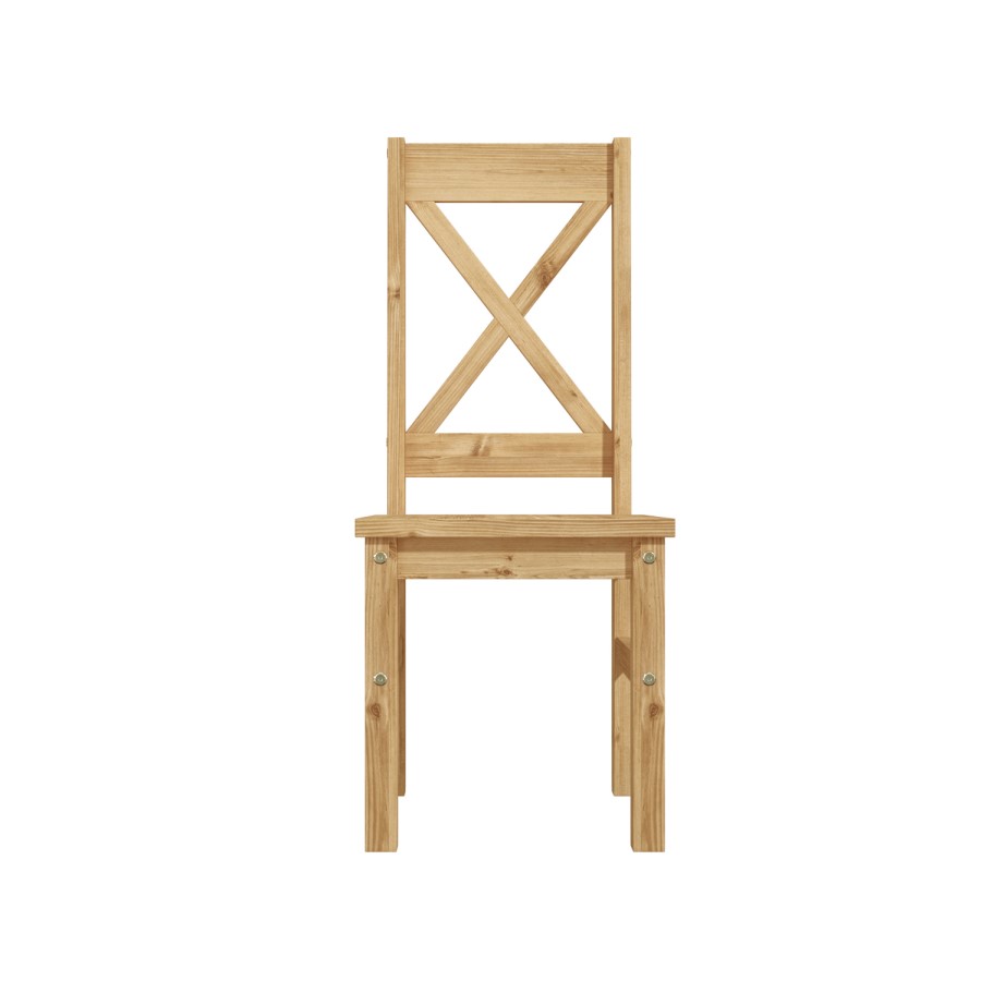 GRADE A1 - Set of 2 Solid Pine Cross Back Dining Chairs - Emerson
