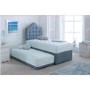 Single Guest Bed with Trundle and Mattresses in Blue Linen - Emperor - Bedmaster