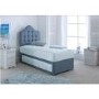 Single Guest Bed with Trundle and Mattresses in Blue Linen - Emperor - Bedmaster