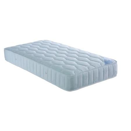 Single Guest Bed with Trundle and Mattresses in Blue Linen - Emperor - Bedmaster
