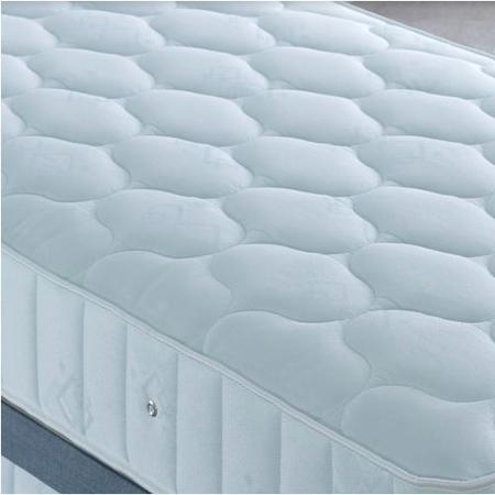 Single Guest Bed with Trundle and Mattresses in Blue Linen - Emperor - Bedmaster
