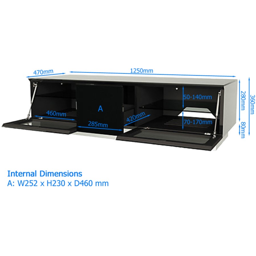 Refurbished Alphason EMTMOD1250-GRY Element Modular TV Cabinet for up to 60" TVs - Grey