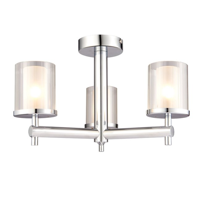 Britton 3 Light Semi Flush Ceiling Light in Chrome with Clear Glass Finish IP44