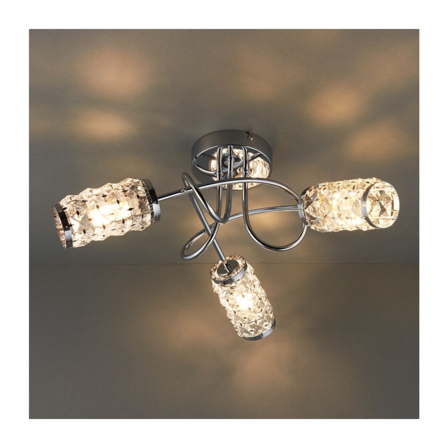 Colby 3 Light Semi Flush Ceiling Light with Crystal Effect IP44