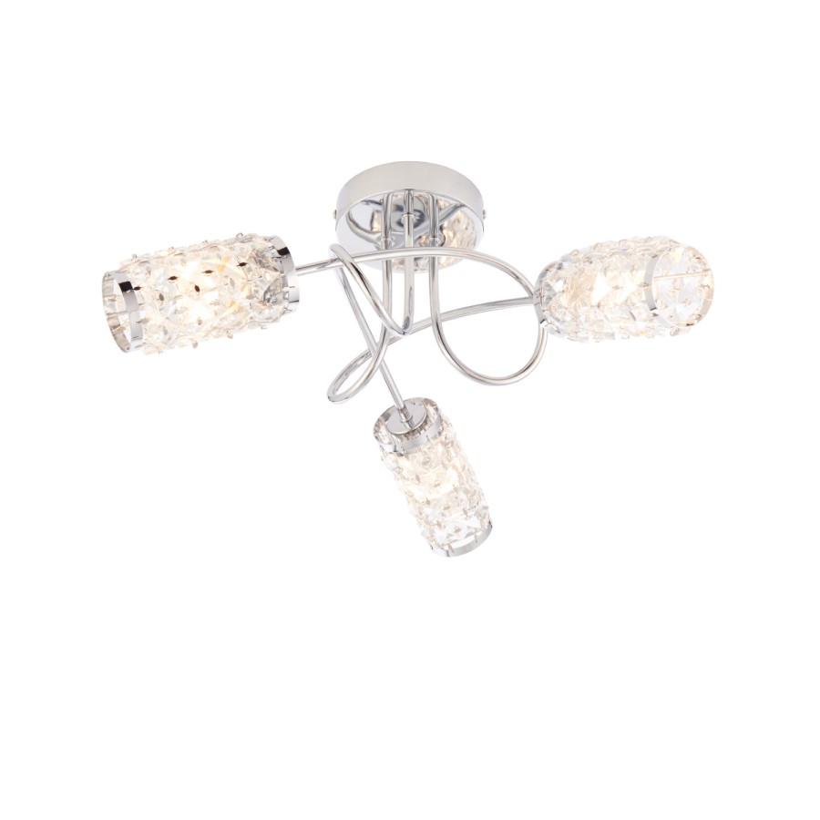 Colby 3 Light Semi Flush Ceiling Light with Crystal Effect IP44