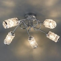 Colby 5 Light Semi Flush Ceiling Light with Crystal Effect IP44