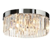 LED Ceiling Light with Chrome Crystals & Flush Fitting - Crystal