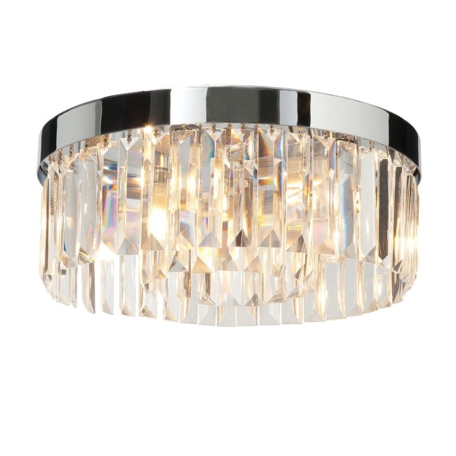 LED Ceiling Light with Chrome Crystals & Flush Fitting - Crystal