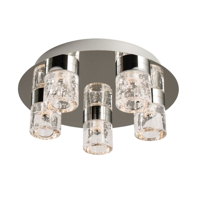 LED 5 Lights with Bubbled Glass Shades & Flush Fitting - Imperial