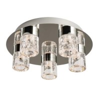 LED 5 Lights with Bubbled Glass Shades & Flush Fitting - Imperial