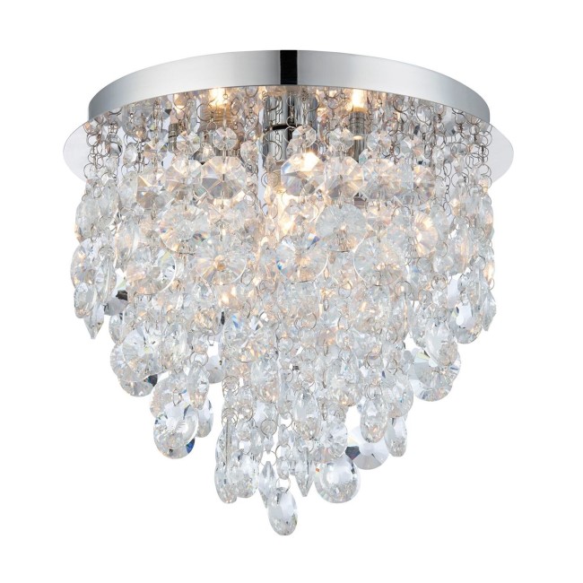 Ceiling Light with Clear Crystals & Flush Fitting - Kristen