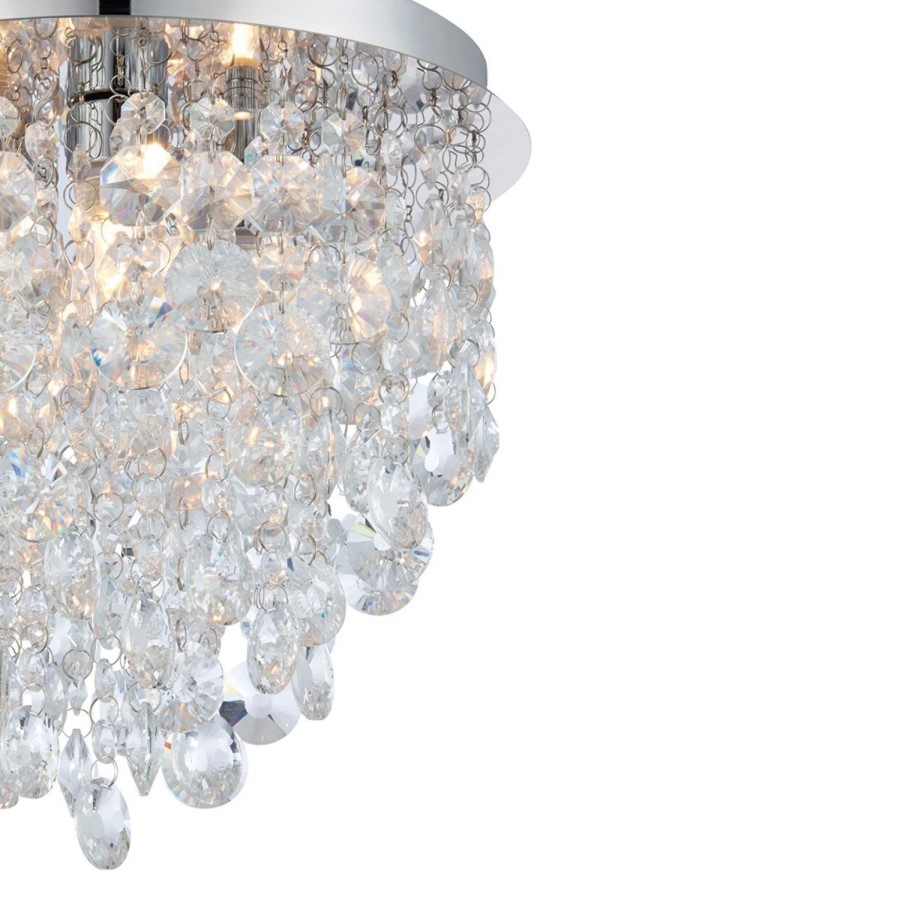 Ceiling Light with Clear Crystals & Flush Fitting - Kristen
