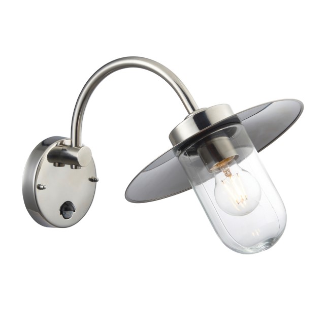 Lincoln Outdoor Wall Light in Polished Stainless Steel PIR IP44