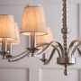 Astaire 8 Light Ceiling Pendant Light in Satin Nickel with Natural Cotton Shades