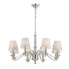 Astaire 8 Light Ceiling Pendant Light in Satin Nickel with Natural Cotton Shades