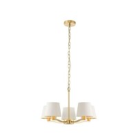 Harvey 5 Shade Gold and White Faux Silk Pendant