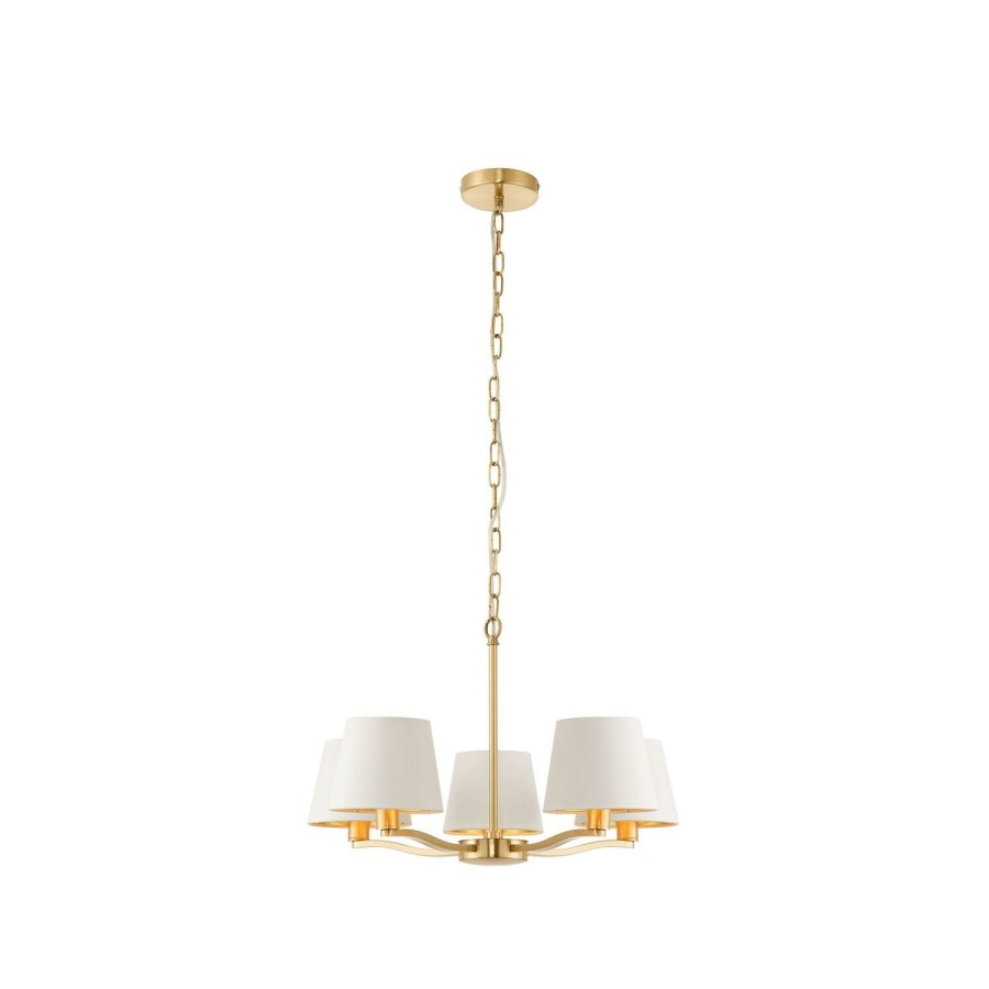 Harvey 5 Shade Gold and White Faux Silk Pendant