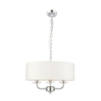 3 Light White Drum Chandelier - Nixon
