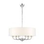 6 Light White Drum Chrome Chandelier - Nixon