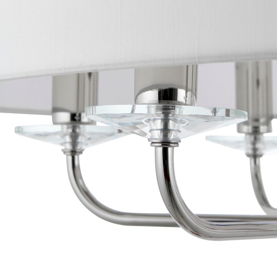 6 Light White Drum Chrome Chandelier - Nixon