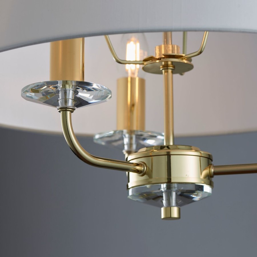 GRADE A1 - 3 Light Chandelier in Brass & Vintage White Shade - Nixon